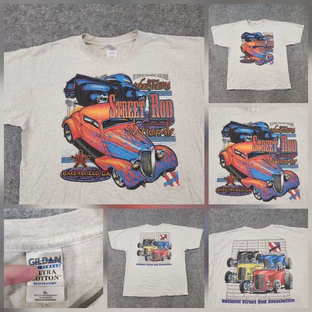VTG Y2K 2003 Western Street Rod Nationals Mens XL NSRA Racecar Graphic T Shirt